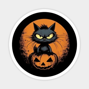 Irritable Black Halloween Cat Magnet